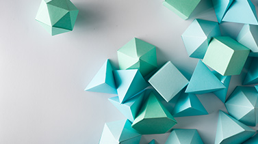 Teal abstract shapes on a white background