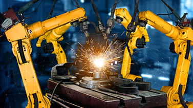An industrial welding machine in a factory